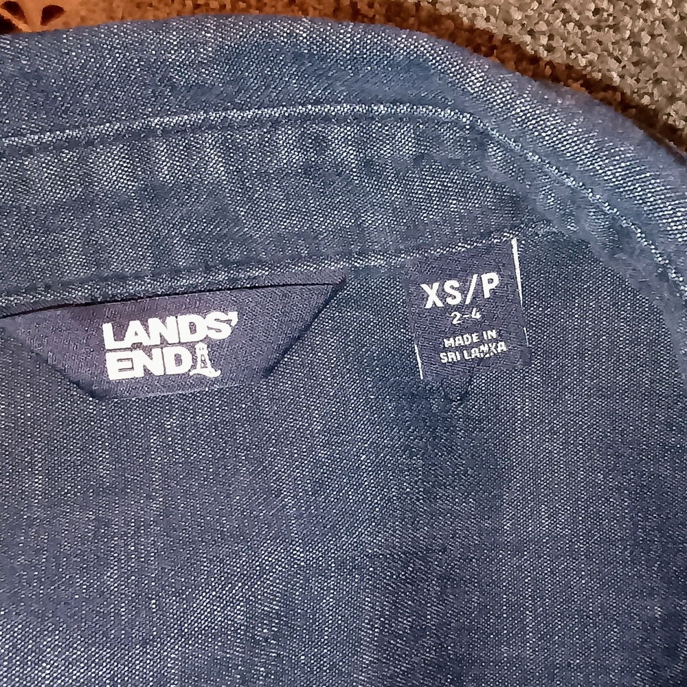 Lands' End Dark Blue Long Sleeve Denim Dress - Picture 2 of 7